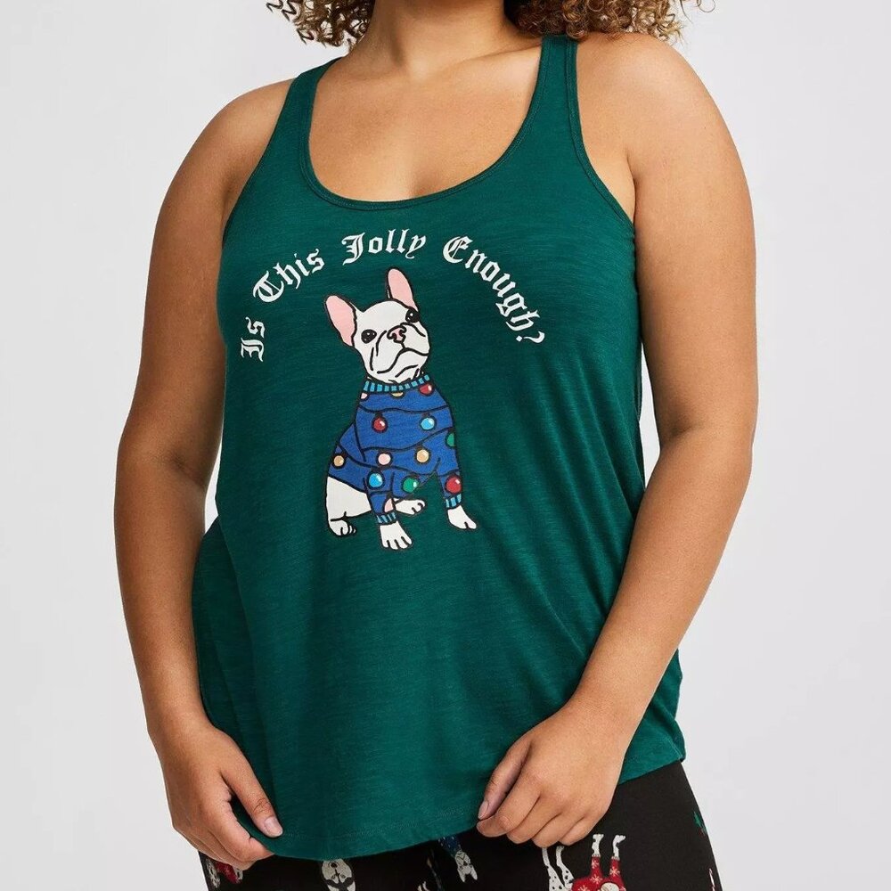 ❤️NWT TORRID TANK DOG CHRISTMAS SLEEVELESS GRAPHIC TEE PLUS SIZE